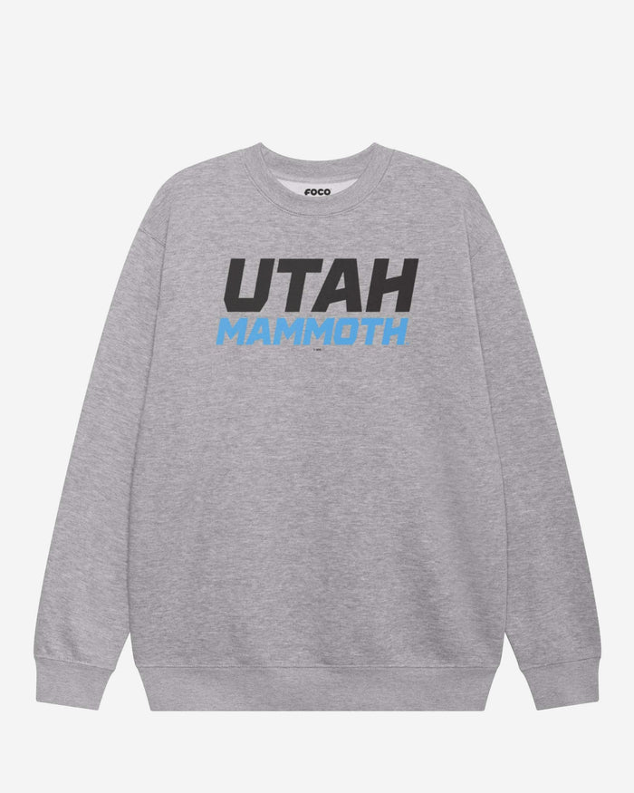 Utah Mammoth Wordmark Logo Crew Neck Sweatshirt FOCO Athletic Heather S - FOCO.com