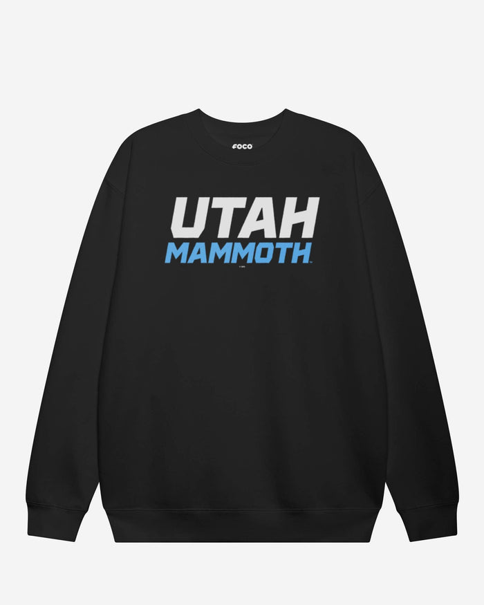 Utah Mammoth Wordmark Logo Crew Neck Sweatshirt FOCO Black S - FOCO.com