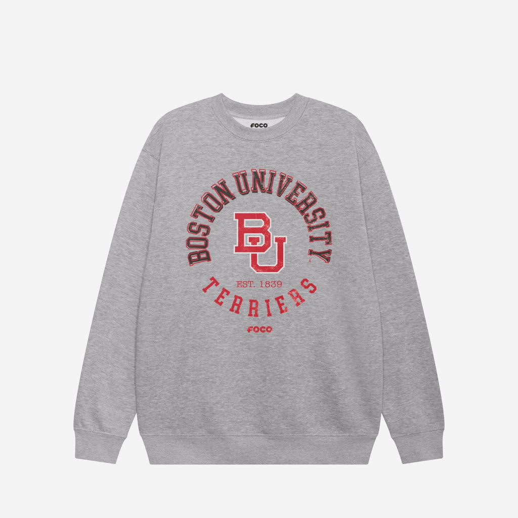 Boston Terriers Circle Vintage Crew Neck Sweatshirt FOCO S - FOCO.com