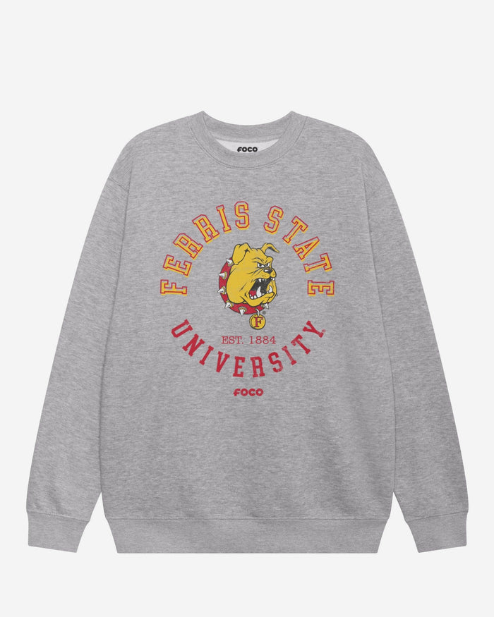 Ferris State Bulldogs Circle Vintage Crew Neck Sweatshirt FOCO S - FOCO.com