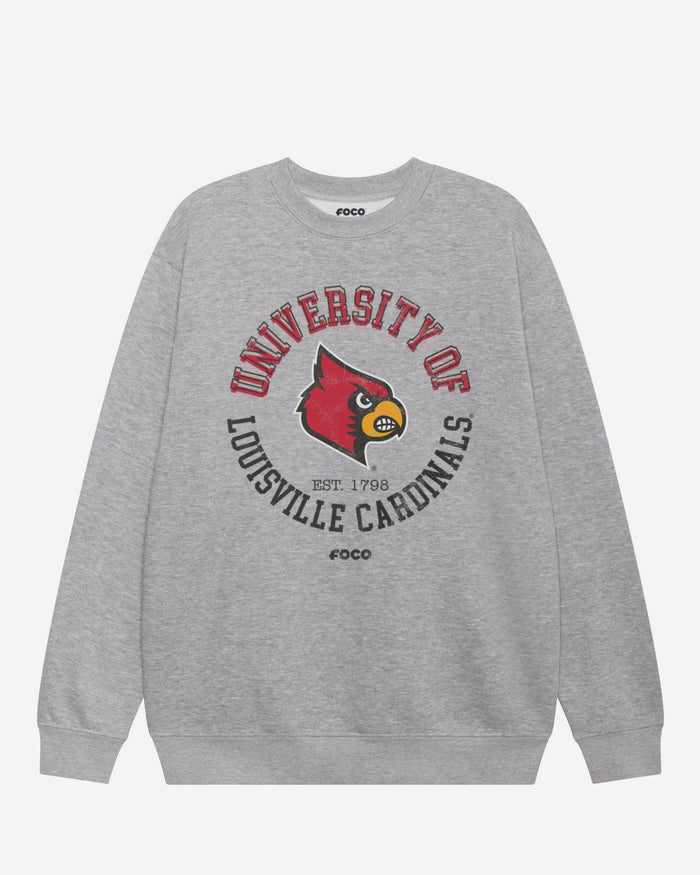 Louisville Cardinals Circle Vintage Crew Neck Sweatshirt FOCO S - FOCO.com