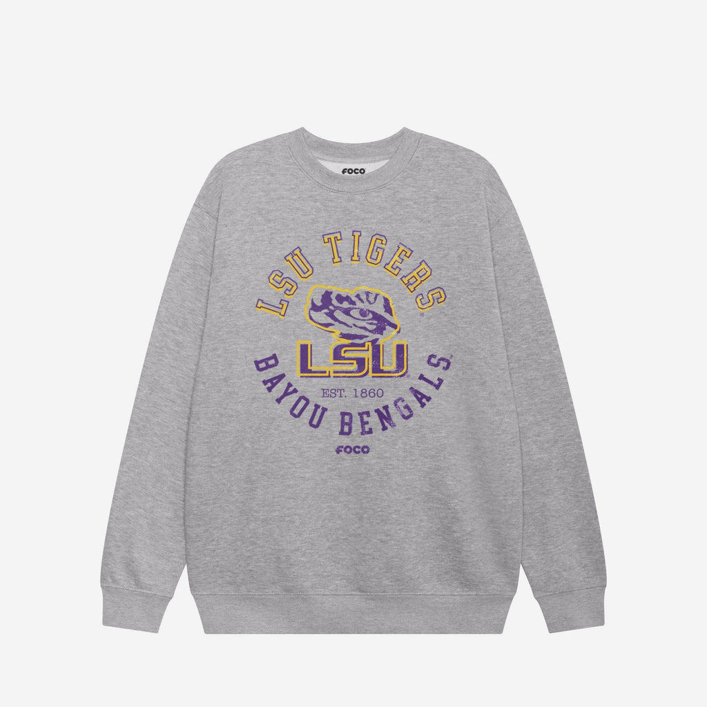 LSU Tigers Circle Vintage Crew Neck Sweatshirt FOCO S - FOCO.com