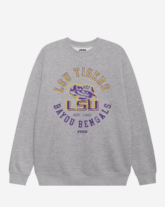 LSU Tigers Circle Vintage Crew Neck Sweatshirt FOCO S - FOCO.com