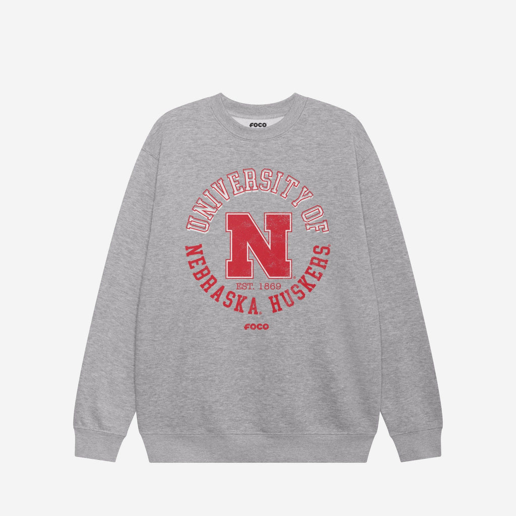 Nebraska Cornhuskers Circle Vintage Crew Neck Sweatshirt FOCO S - FOCO.com