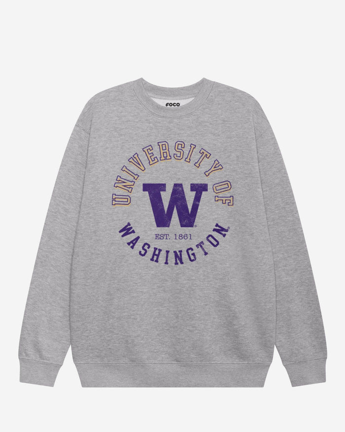 Washington Huskies Circle Vintage Crew Neck Sweatshirt FOCO S - FOCO.com