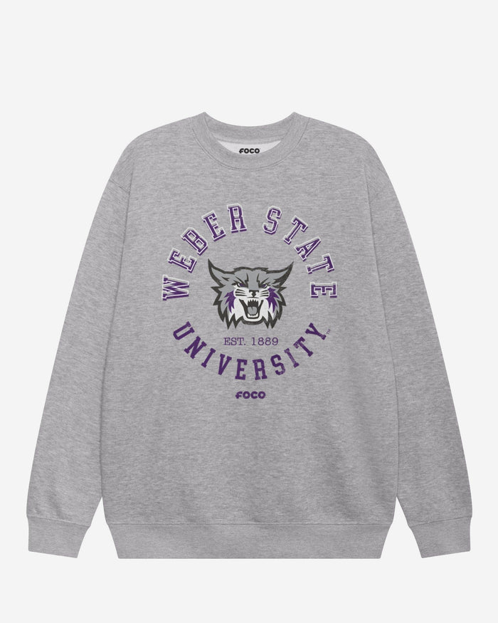Weber State Wildcats Circle Vintage Crew Neck Sweatshirt FOCO S - FOCO.com