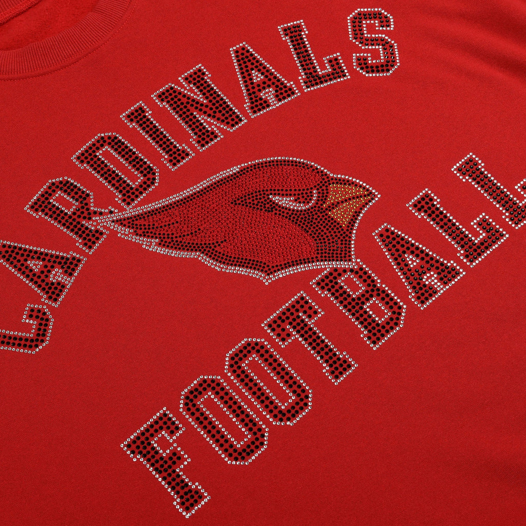 Arizona Cardinals Womens Rhinestone Logo Oversized Crew Neck Sweatshir FOCO