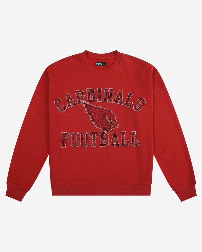 Arizona Cardinals Womens Rhinestone Logo Oversized Crew Neck Sweatshirt FOCO S - FOCO.com
