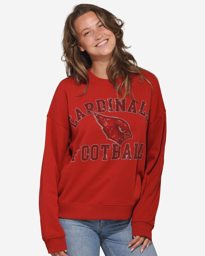 Arizona Cardinals Womens Rhinestone Logo Oversized Crew Neck Sweatshirt FOCO S - FOCO.com