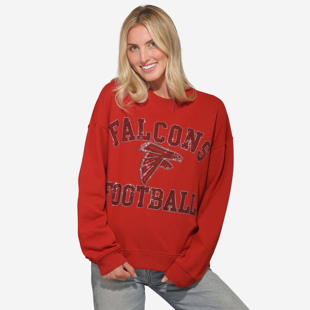 Atlanta Falcons Womens Rhinestone Logo Oversized Crew Neck Sweatshirt FOCO S - FOCO.com