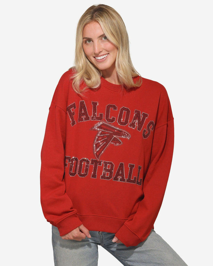 Atlanta Falcons Womens Rhinestone Logo Oversized Crew Neck Sweatshirt FOCO S - FOCO.com