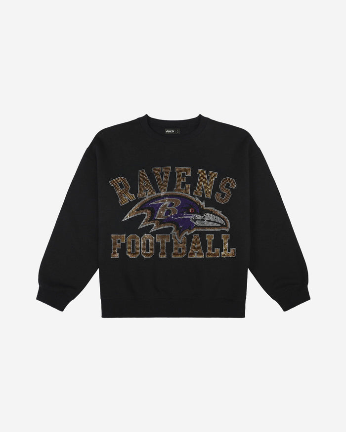 Baltimore Ravens Womens Rhinestone Logo Oversized Crew Neck Sweatshirt FOCO S - FOCO.com