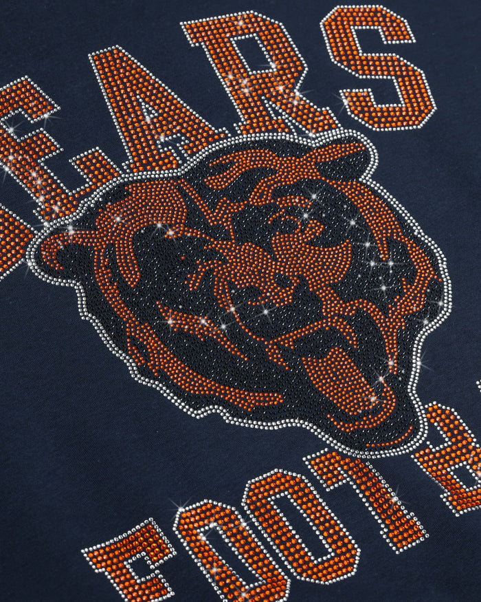Chicago Bears Womens Rhinestone Logo Oversized Crew Neck Sweatshirt FOCO S - FOCO.com