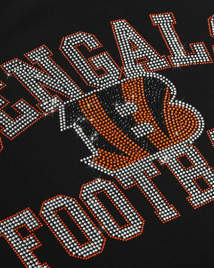 Cincinnati Bengals Womens Rhinestone Logo Oversized Crew Neck Sweatshirt FOCO S - FOCO.com