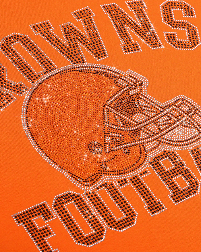 Cleveland Browns Womens Rhinestone Logo Oversized Crew Neck Sweatshirt FOCO S - FOCO.com