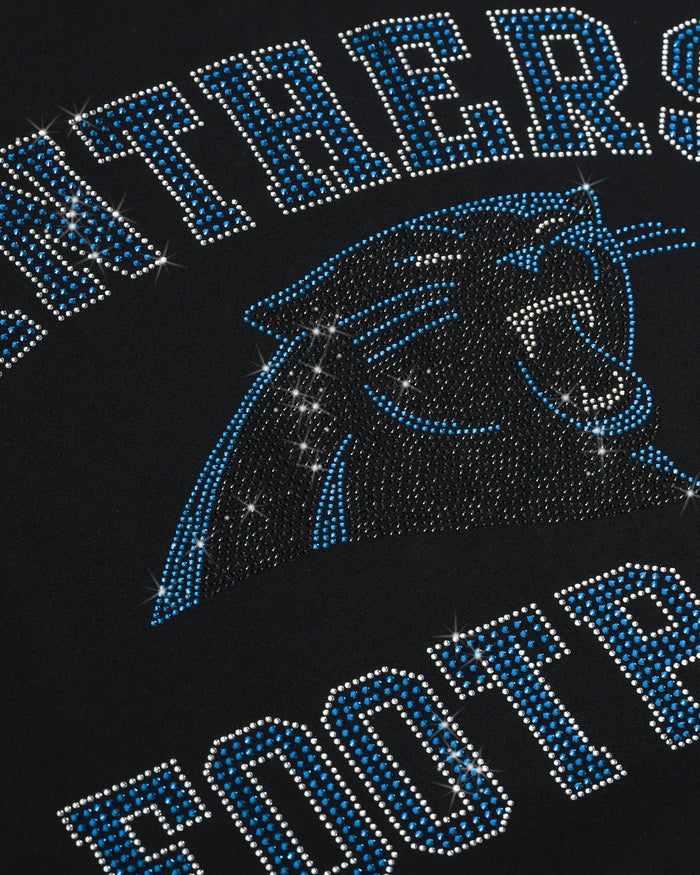 Carolina Panthers Womens Rhinestone Logo Oversized Crew Neck Sweatshirt FOCO S - FOCO.com