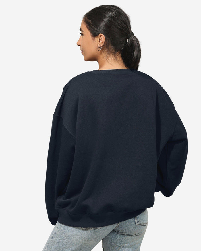 Dallas Cowboys Womens Rhinestone Logo Oversized Crew Neck