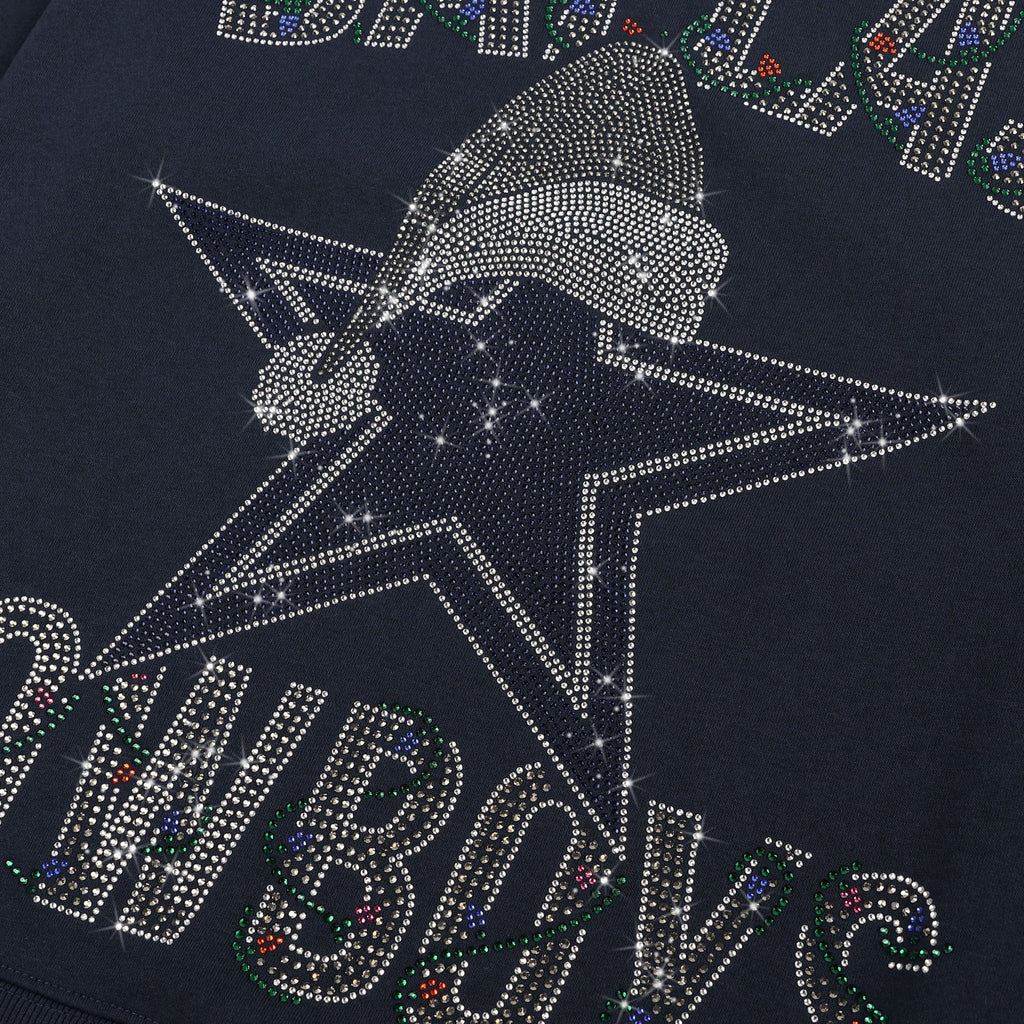 Dallas Rhinestone Dallas Cowboys Womens Rhinestone Logo Oversized Holiday Crew Neck Swea FOCO