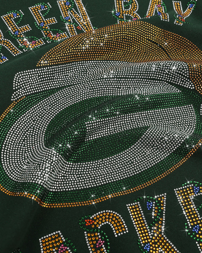 Green Bay Packers Womens Rhinestone Logo Oversized Holiday Crew Neck Sweatshirt FOCO S - FOCO.com