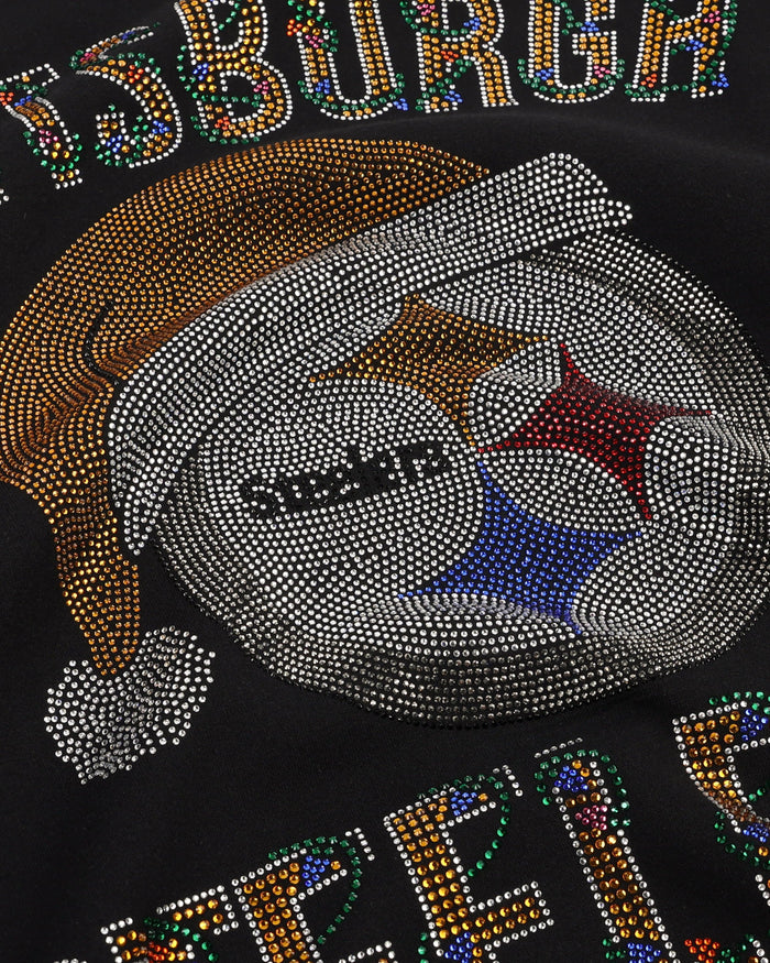 Pittsburgh Steelers Womens Rhinestone Logo Oversized Holiday Crew Neck Sweatshirt FOCO S - FOCO.com