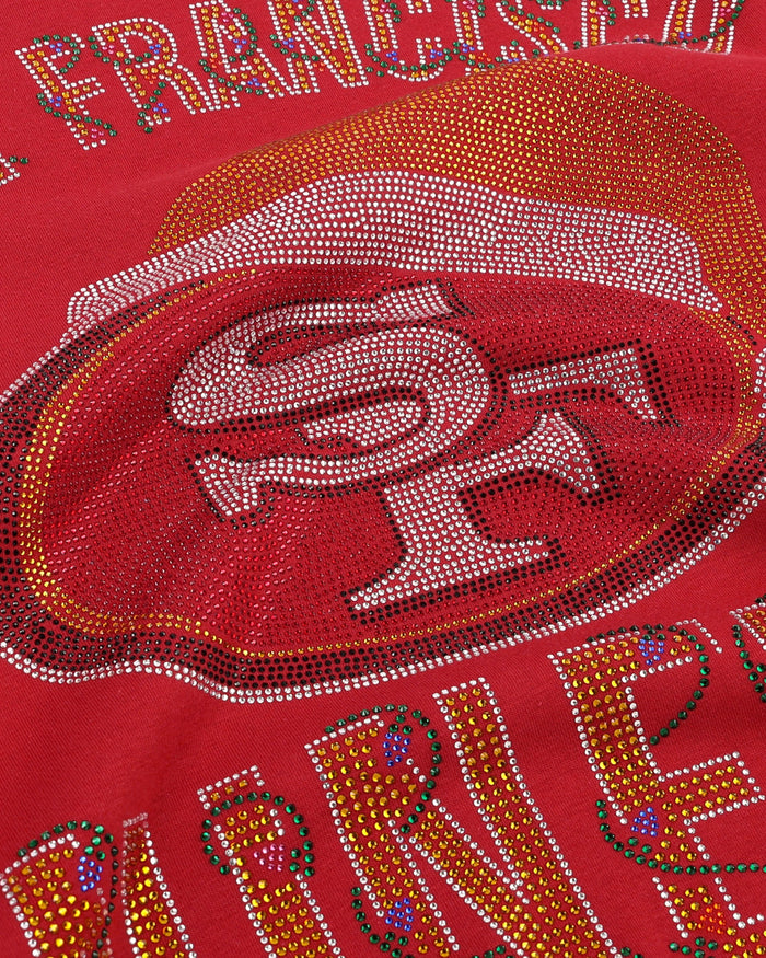 San Francisco 49ers Womens Rhinestone Logo Oversized Holiday Crew Neck Sweatshirt FOCO S - FOCO.com