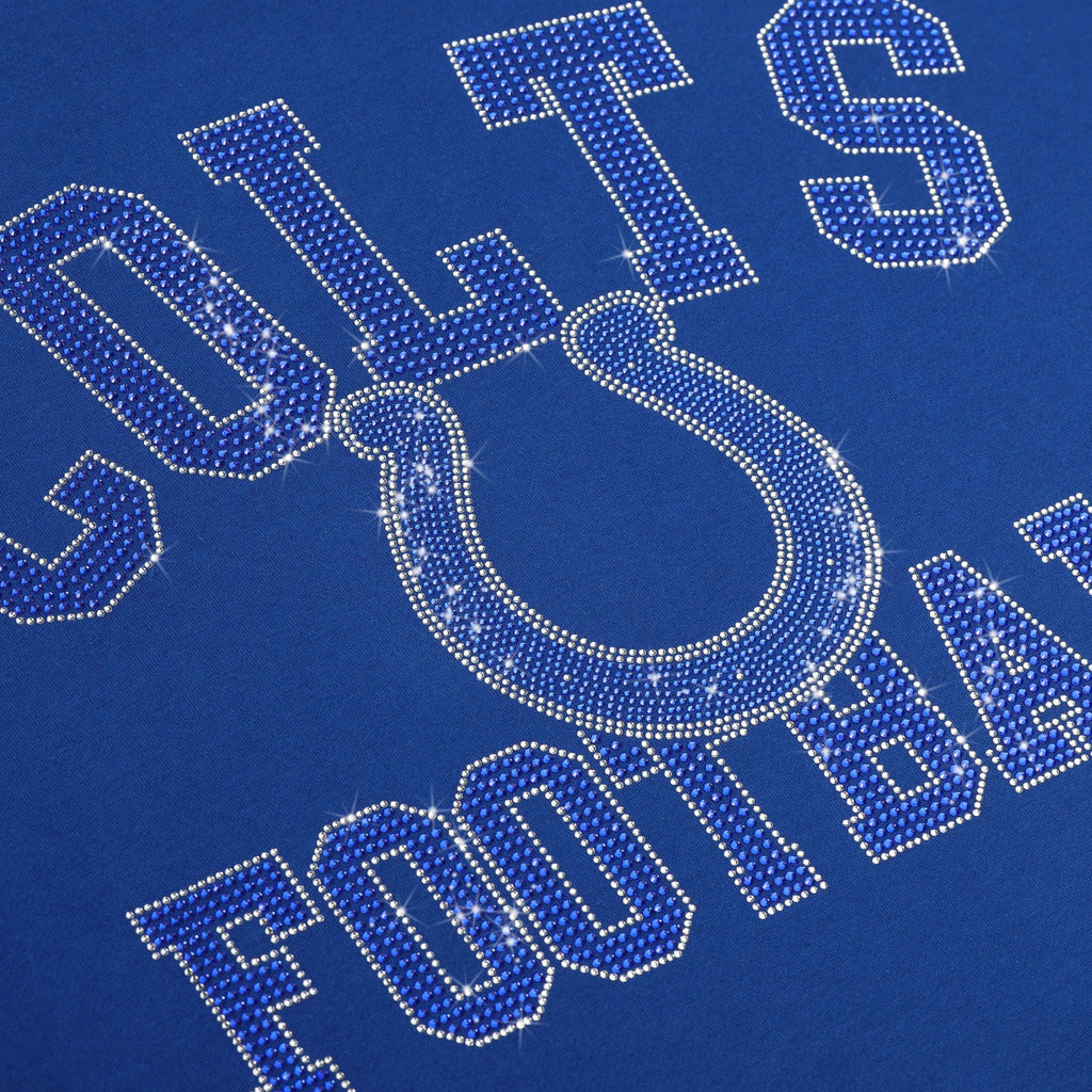 Indianapolis Colts Womens Rhinestone Logo Oversized Crew Neck Sweatshi FOCO