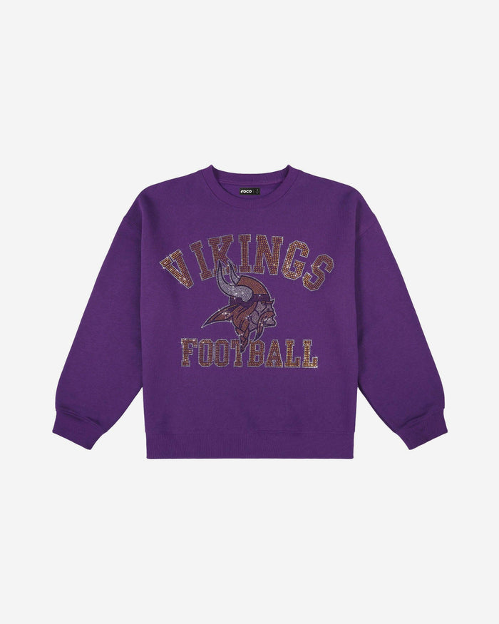Minnesota Vikings Womens Rhinestone Logo Oversized Crew Neck Sweatshirt FOCO S - FOCO.com