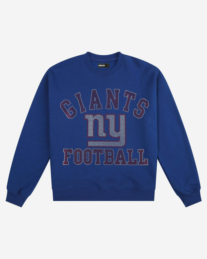 New York Giants Womens Rhinestone Logo Oversized Crew Neck Sweatshirt FOCO S - FOCO.com