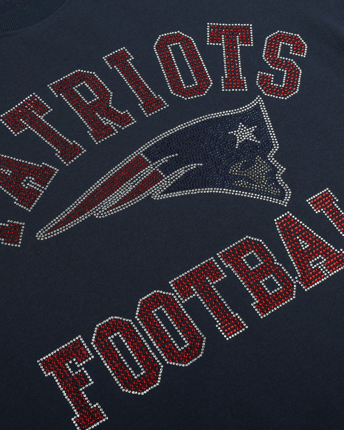 New England Patriots Womens Rhinestone Logo Oversized Crew Neck Sweatshirt FOCO S - FOCO.com