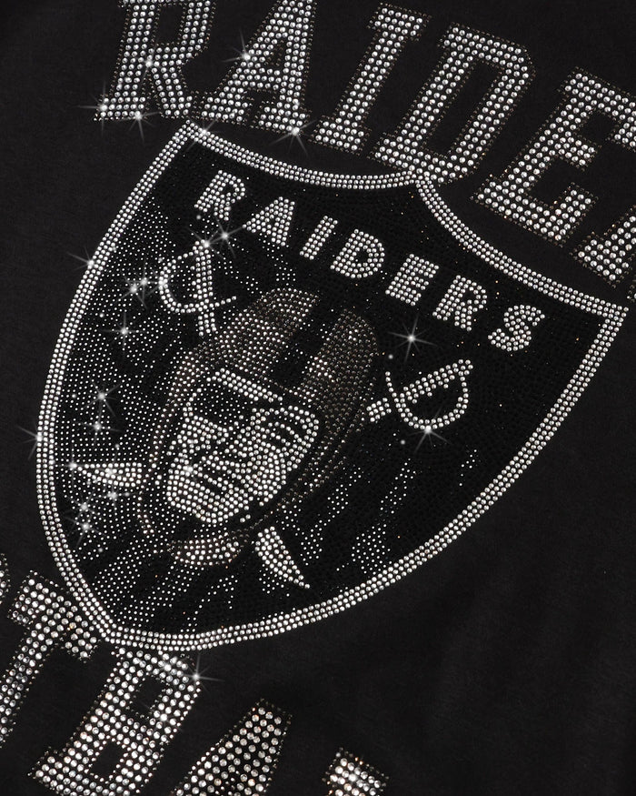 Las Vegas Raiders Womens Rhinestone Logo Oversized Crew Neck Sweatshirt FOCO S - FOCO.com