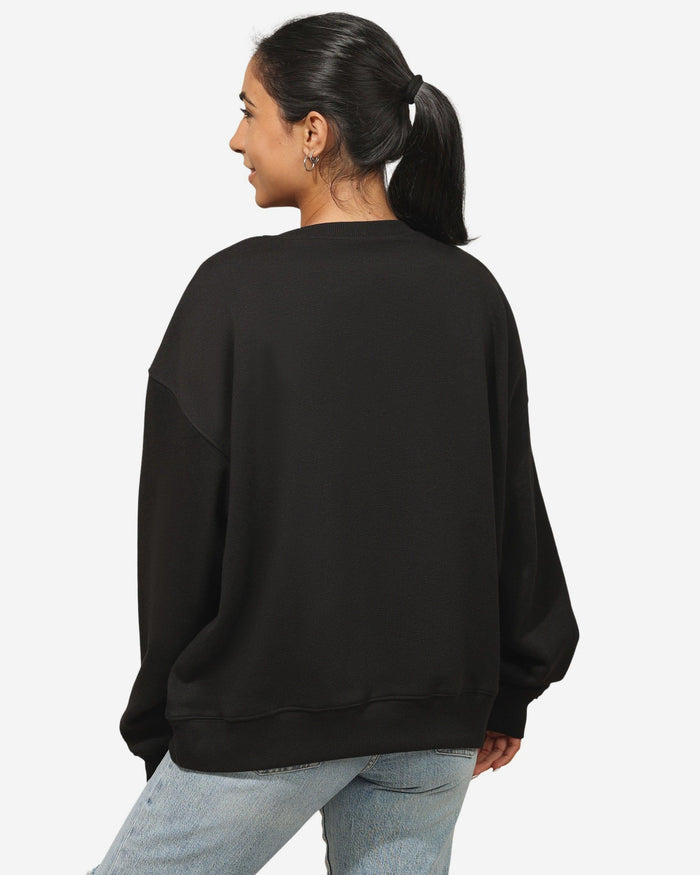 Las Vegas Raiders Womens Rhinestone Logo Oversized Crew Neck Sweatshirt FOCO S - FOCO.com