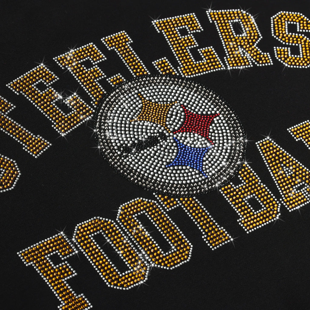 Pittsburgh Steelers Womens Rhinestone Logo Oversized Crew Neck Sweatsh FOCO