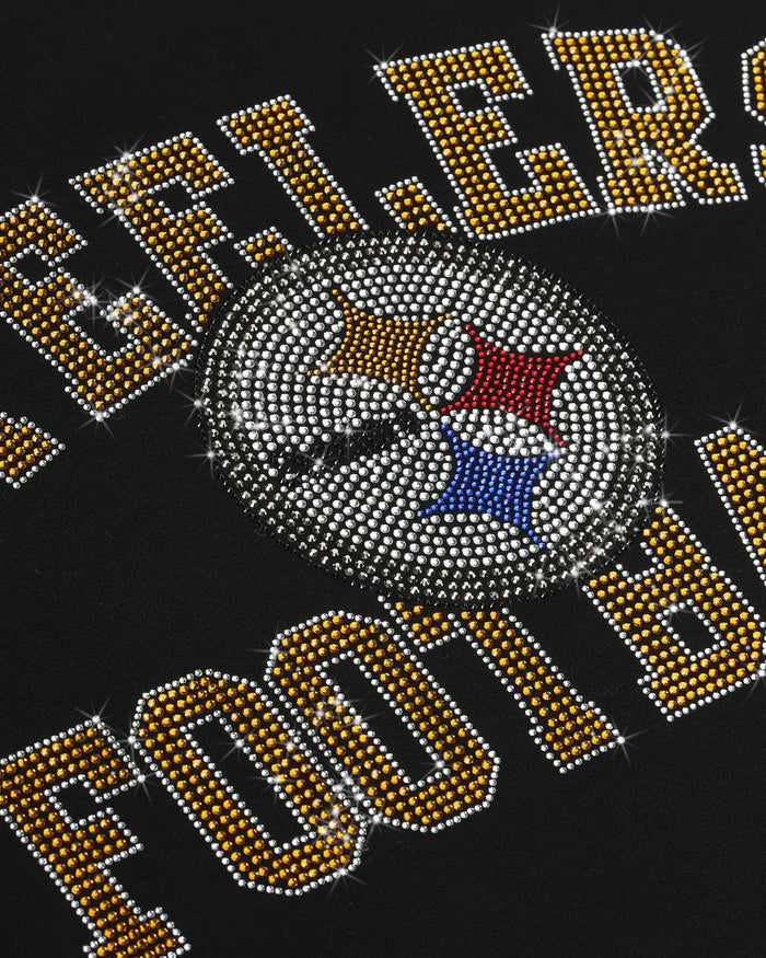 Pittsburgh Steelers Womens Rhinestone Logo Oversized Crew Neck Sweatshirt FOCO S - FOCO.com