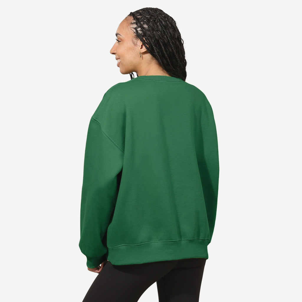 Philadelphia Eagles Womens Kelly Green Rhinestone Logo Oversized Crew FOCO