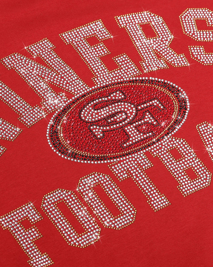 San Francisco 49ers Womens Rhinestone Logo Oversized Crew Neck Sweatshirt FOCO S - FOCO.com