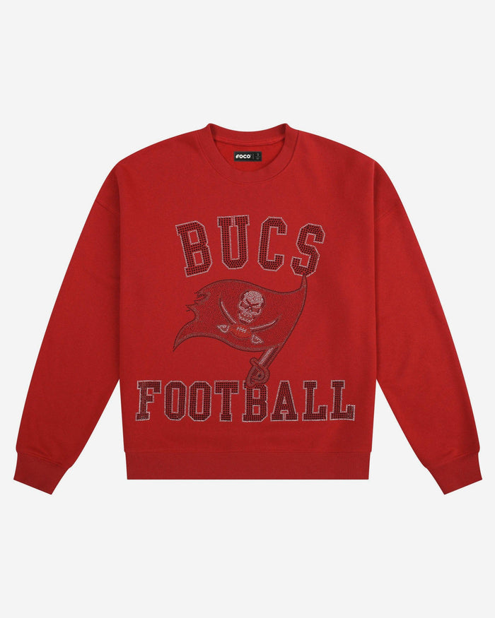 Tampa Bay Buccaneers Womens Rhinestone Logo Oversized Crew Neck Sweatshirt FOCO S - FOCO.com