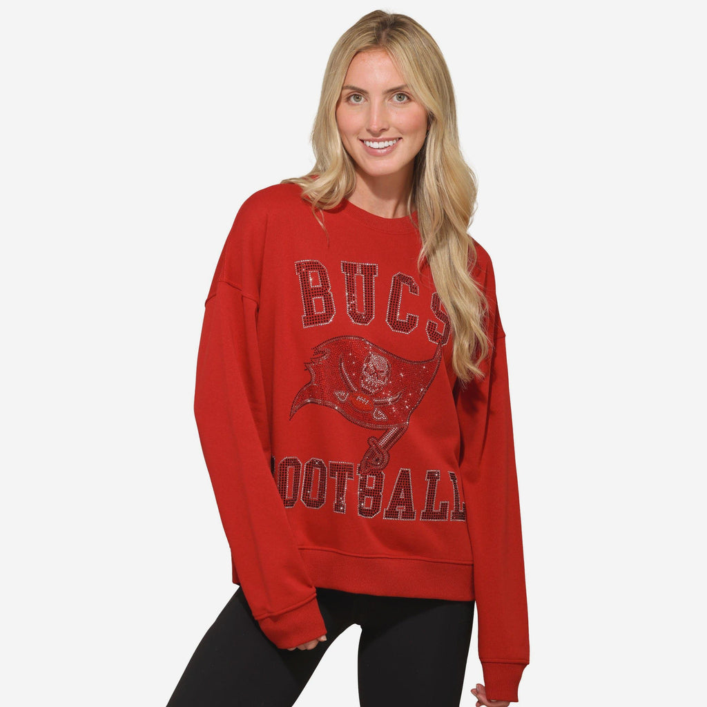 Tampa Bay Buccaneers Womens Rhinestone Logo Oversized Crew Neck Sweatshirt FOCO S - FOCO.com