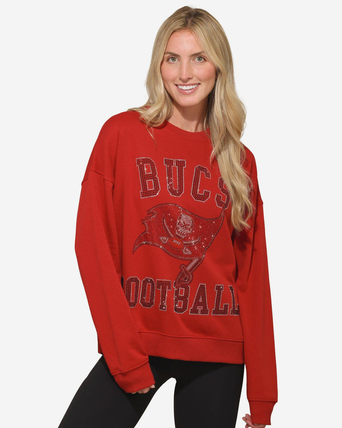 Tampa Bay Buccaneers Womens Rhinestone Logo Oversized Crew Neck Sweatshirt FOCO S - FOCO.com