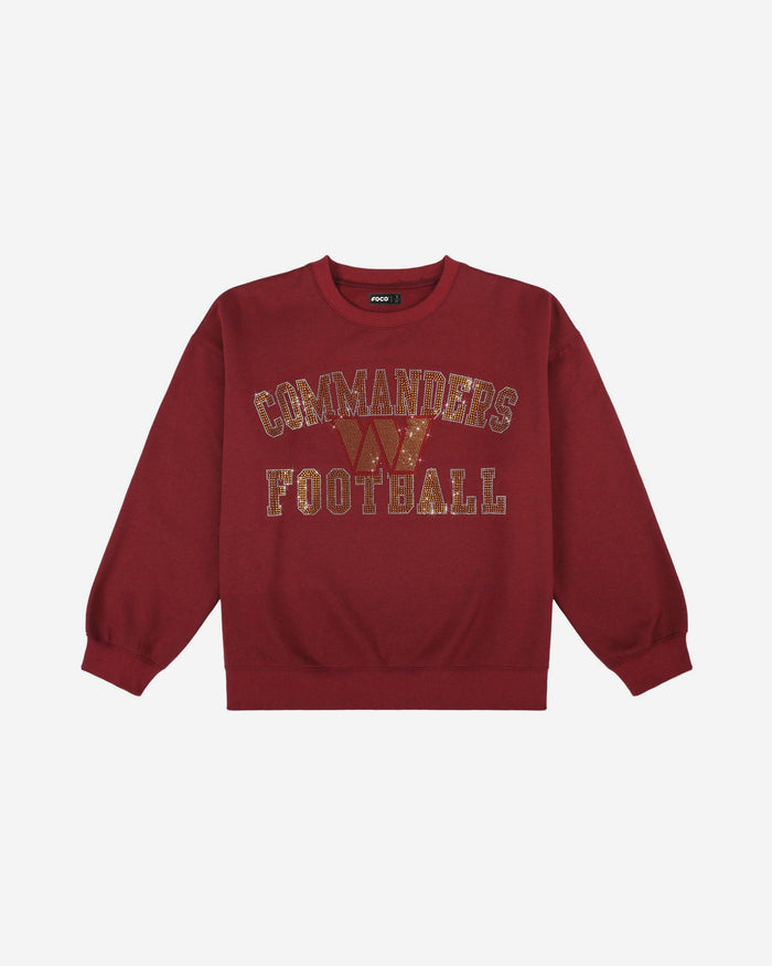 Washington Commanders Womens Rhinestone Logo Oversized Crew Neck Sweatshirt FOCO S - FOCO.com