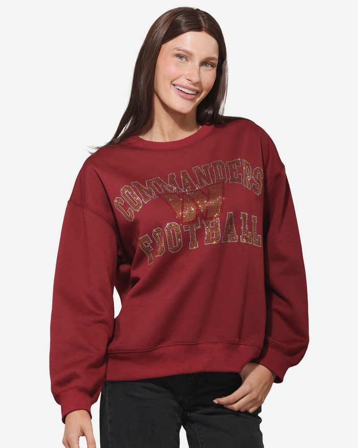 Washington Commanders Womens Rhinestone Logo Oversized Crew Neck Sweatshirt FOCO S - FOCO.com