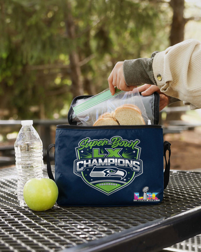Seattle Seahawks Super Bowl LX Champions 6 Pack Cooler FOCO - FOCO.com