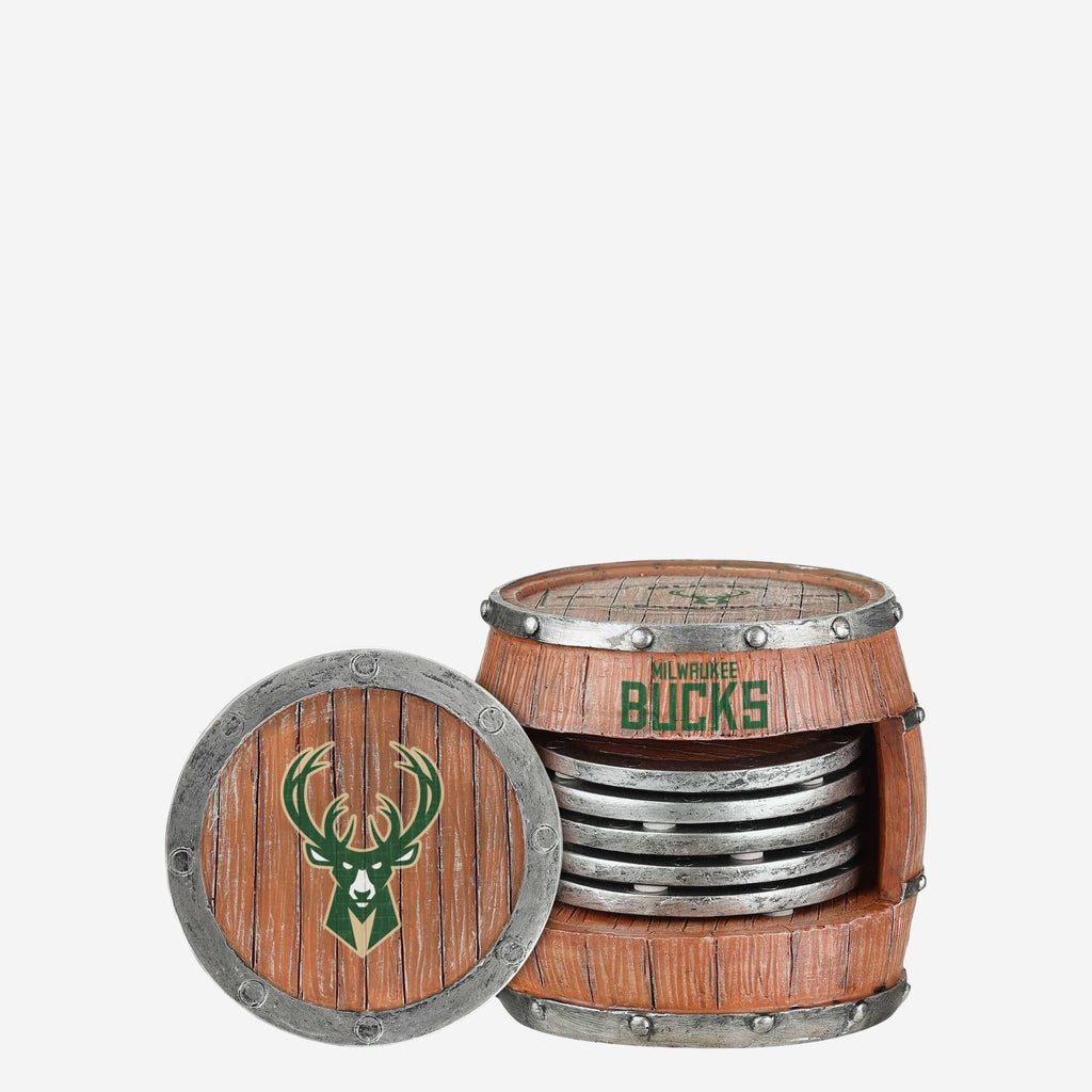 Milwaukee Bucks 5 Pack Barrel Coaster Set FOCO - FOCO.com