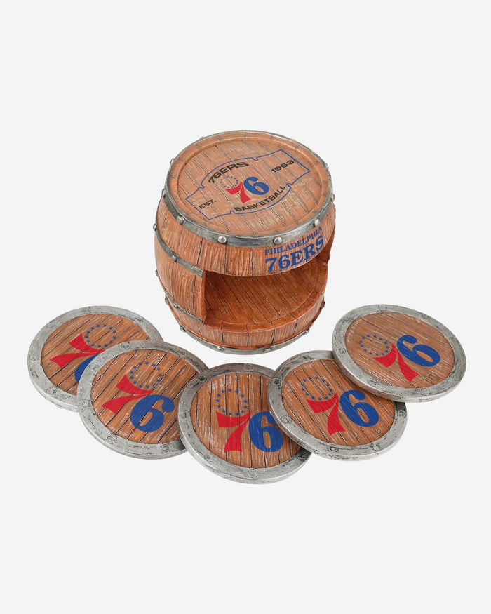 Philadelphia 76ers 5 Pack Barrel Coaster Set FOCO - FOCO.com