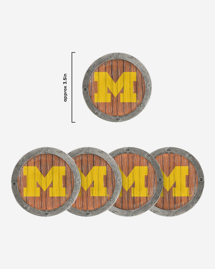 Michigan Wolverines 5 Pack Barrel Coaster Set FOCO - FOCO.com