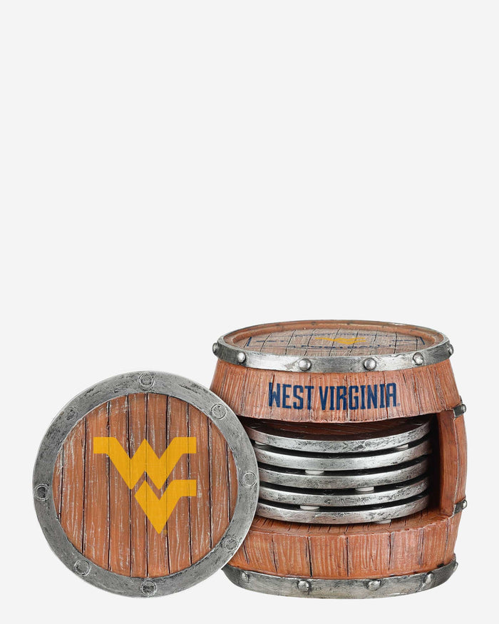 West Virginia Mountaineers 5 Pack Barrel Coaster Set FOCO - FOCO.com