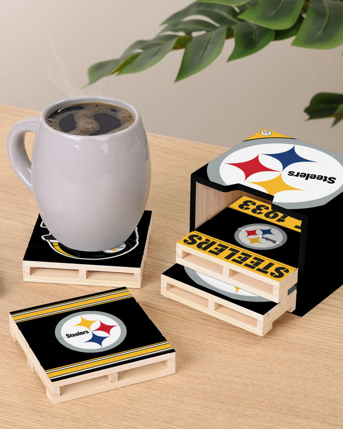 Pittsburgh Steelers 4 Pack Pallet Coaster Set FOCO - FOCO.com