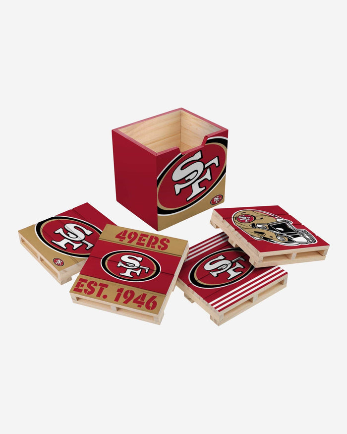 San Francisco 49ers 4 Pack Pallet Coaster Set FOCO - FOCO.com