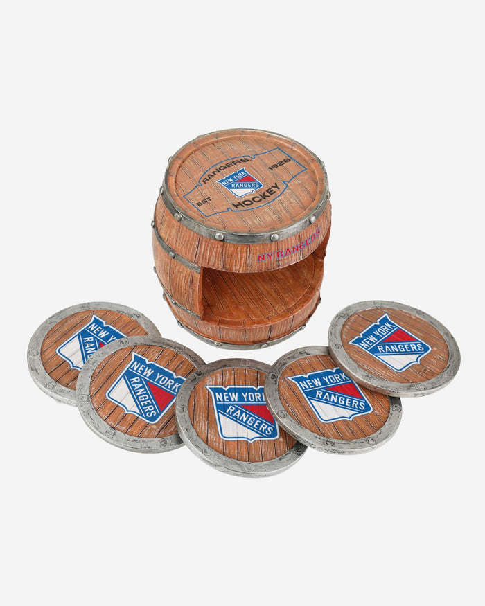 New York Rangers 5 Pack Barrel Coaster Set FOCO - FOCO.com