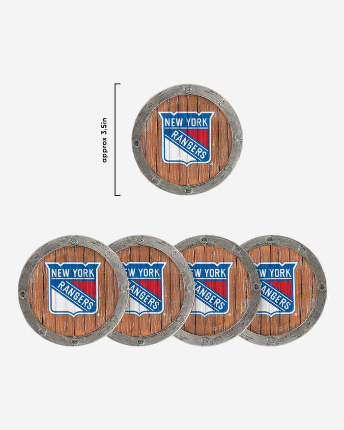 New York Rangers 5 Pack Barrel Coaster Set FOCO - FOCO.com