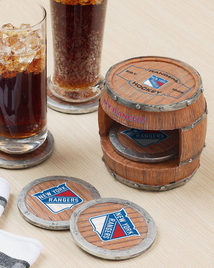 New York Rangers 5 Pack Barrel Coaster Set FOCO - FOCO.com